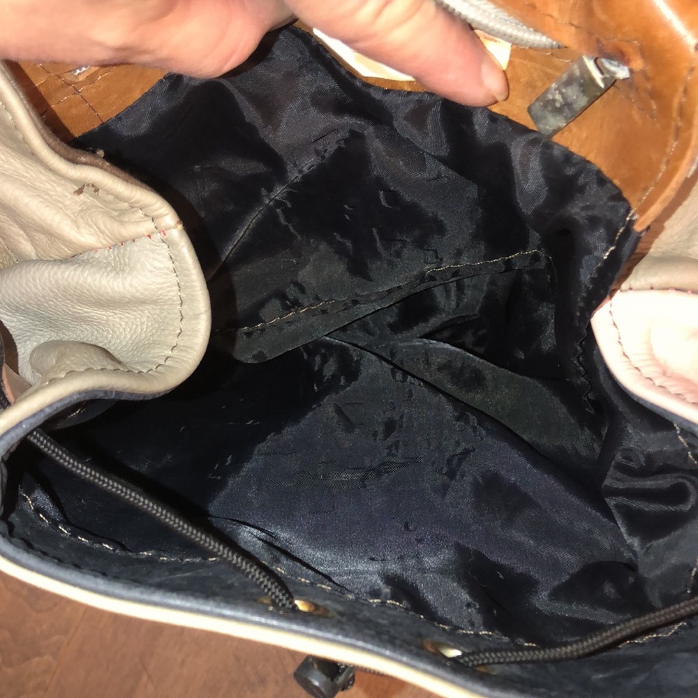 Patchwork Leather Backpack Sling Purse - image 6